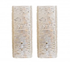 Pair of small textured clear glass sconces 